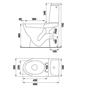 Set vas WC CERSANIT Eko K07-240, ceramica, evacuare orizontala, rezervor 3-6 l, capac polipropilena, alb Set vas WC CERSANIT Eko K07-240, ceramica, evacuare orizontala, rezervor 3-6 l, capac polipropilena, alb