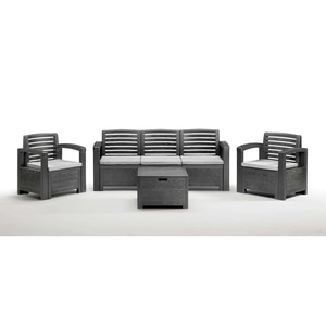 Set mobilier gradina Bica, 4 piese, perne, antracit Set mobilier gradina Bica, 4 piese, perne, antracit