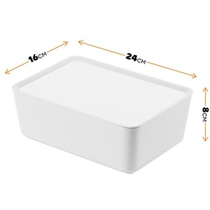 Cutie cu capac 28 x 16 x 8 cm, 2.8l, plastic, alb Cutie cu capac 28 x 16 x 8 cm, 2.8l, plastic, alb
