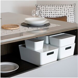Cutie cu capac 28 x 16 x 8 cm, 2.8l, plastic, alb Cutie cu capac 28 x 16 x 8 cm, 2.8l, plastic, alb