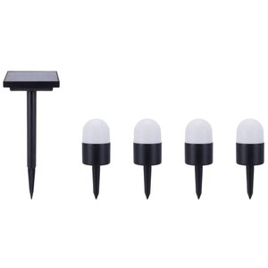 Set 4 lampi solare Bollard Stake, IP44, negru Set 4 lampi solare Bollard Stake, IP44, negru
