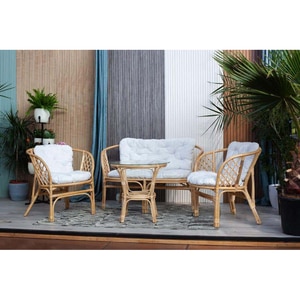 Set mobilier gradina Home Decor, 4 piese, perne, maro deschis Set mobilier gradina Home Decor, 4 piese, perne, maro deschis