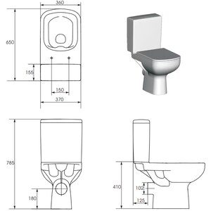 Set vas WC CERSANIT Colour 574 Clean On K103-027, ceramica, evacuare orizontala, rezervor 3-5l, capac soft close, alb Set vas WC CERSANIT Colour 574 Clean On K103-027, ceramica, evacuare orizontala, rezervor 3-5l, capac soft close, alb