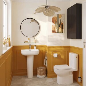 Set vas WC GOODHOME Cavally, evacuare verticala, rezervor 3-4.5l, capac SoftClose, ceramica, alb Set vas WC GOODHOME Cavally, evacuare verticala, rezervor 3-4.5l, capac SoftClose, ceramica, alb