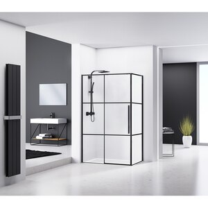 Cabina dus standard BELFORM Infinity, dreptunghiulara, 100 x 80 x 200 cm, profil aluminiu, sticla securizata 6mm, negru Cabina dus standard BELFORM Infinity, dreptunghiulara, 100 x 80 x 200 cm, profil aluminiu, sticla securizata 6mm, negru