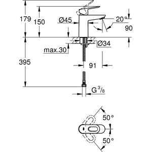 Set baie 3 in 1 GROHE Start Loop, baterie lavoar, baterie cada/dus, set de dus, alama, crom Set baie 3 in 1 GROHE Start Loop, baterie lavoar, baterie cada/dus, set de dus, alama, crom