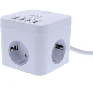 Prelungitor WELL EXTS-3S3M-PROT/USB4, 3 prize, 3500W, IP20, 3m, alb Prelungitor WELL EXTS-3S3M-PROT/USB4, 3 prize, 3500W, IP20, 3m, alb