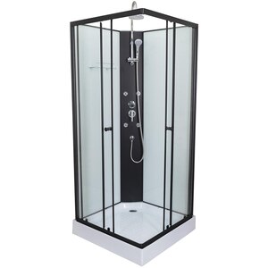 Cabina de dus cu hidromasaj SANOTECHNIK Stil PS18B, 90 x 90 x 225 cm, sticla securizata 4mm, profil negru Cabina de dus cu hidromasaj SANOTECHNIK Stil PS18B, 90 x 90 x 225 cm, sticla securizata 4mm, profil negru