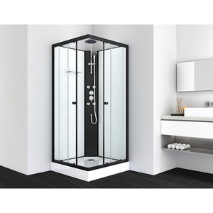 Cabina de dus cu hidromasaj SANOTECHNIK Stil PS18B, 90 x 90 x 225 cm, sticla securizata 4mm, profil negru Cabina de dus cu hidromasaj SANOTECHNIK Stil PS18B, 90 x 90 x 225 cm, sticla securizata 4mm, profil negru