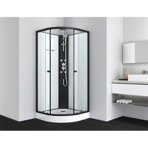 Cabina de dus cu hidromasaj SANOTECHNIK Reload PS16B, 90 x 90 x 225 cm, sticla securizata 4mm, profil negru Cabina de dus cu hidromasaj SANOTECHNIK Reload PS16B, 90 x 90 x 225 cm, sticla securizata 4mm, profil negru