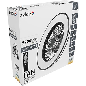Plafoniera LED cu ventilator 24W AVIDE Wanda-B, 24W, 5200lm, 485mm, 3000K, 4000K, 6500K, negru Plafoniera LED cu ventilator 24W AVIDE Wanda-B, 24W, 5200lm, 485mm, 3000K, 4000K, 6500K, negru