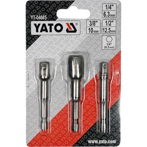 Set adaptoare pentru bormasina YATO, 1/4, 3/8, 1/2 Set adaptoare pentru bormasina YATO, 1/4, 3/8, 1/2