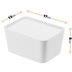Cutie cu capac 17 x 13 x 8 cm, 1.4l, plastic, alb Cutie cu capac 17 x 13 x 8 cm, 1.4l, plastic, alb