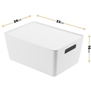 Cutie cu capac 32 x 24 x 14 cm, 10l, plastic, alb Cutie cu capac 32 x 24 x 14 cm, 10l, plastic, alb