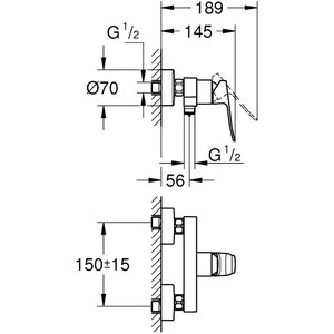 Baterie dus GROHE Dice 1018742430, alama, negru Baterie dus GROHE Dice 1018742430, alama, negru