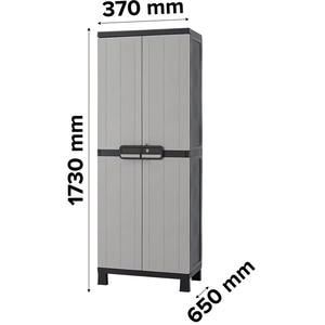 Dulap GOODHOME Links, plastic, 65 x 37 x 173 cm, gri-negru Dulap GOODHOME Links, plastic, 65 x 37 x 173 cm, gri-negru