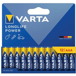 Baterii alcaline VARTA Longlife Power AAA, 12 bucati Baterii alcaline VARTA Longlife Power AAA, 12 bucati