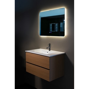 Set mobilier baie Ioana, 3 piese, 80 cm, Iluminare LED, maro Set mobilier baie Ioana, 3 piese, 80 cm, Iluminare LED, maro