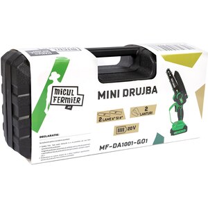 Mini fierastrau cu lant pe acumulator MICUL FERMIER, 20V, 2 lame, 2 lanturi Mini fierastrau cu lant pe acumulator MICUL FERMIER, 20V, 2 lame, 2 lanturi