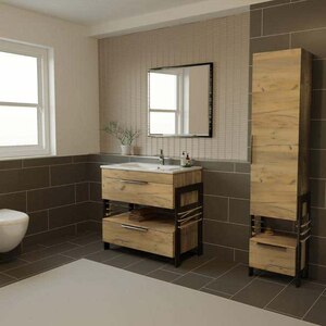 Set baza cu lavoar SANITOP Element, cu picioare, 70 x 45 x 81 cm, lemn Set baza cu lavoar SANITOP Element, cu picioare, 70 x 45 x 81 cm, lemn