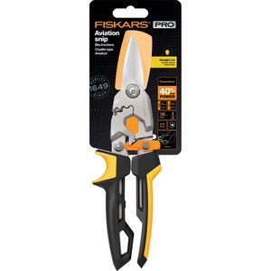 Foarfeca tabla FISKARS PowerGear, otel, 29.5 cm, argintiu-negru Foarfeca tabla FISKARS PowerGear, otel, 29.5 cm, argintiu-negru