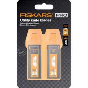 Lame cutit utilitar FISKARS CarbonMax, 20 buc, otel inoxidabil, argintiu Lame cutit utilitar FISKARS CarbonMax, 20 buc, otel inoxidabil, argintiu