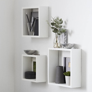 Raft suspendat GOODHOME Deco Rigga, MDF, 3 bucati, alb Raft suspendat GOODHOME Deco Rigga, MDF, 3 bucati, alb