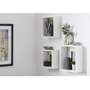 Raft suspendat GOODHOME Deco Rigga, MDF, 3 bucati, alb Raft suspendat GOODHOME Deco Rigga, MDF, 3 bucati, alb