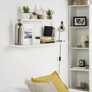 Polita GOODHOME Rigga, melamina, 118 x 19 x 1.8 cm, alb Polita GOODHOME Rigga, melamina, 118 x 19 x 1.8 cm, alb