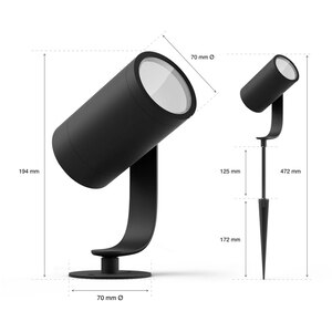 Spot LED RGB PHILIPS HUE Lily, 8W, 590lm, IP65, negru Spot LED RGB PHILIPS HUE Lily, 8W, 590lm, IP65, negru