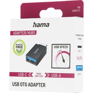 Adaptor USB OTG USB-C - USB A 3.2 Gen 1 HAMA 200311, negru Adaptor USB OTG USB-C - USB A 3.2 Gen 1 HAMA 200311, negru