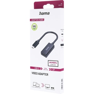 Adaptor USB-C - DisplayPort HAMA 200314, negru Adaptor USB-C - DisplayPort HAMA 200314, negru