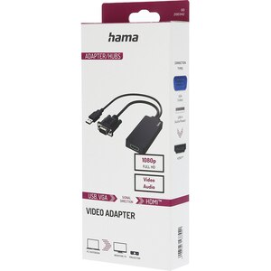 Adaptor VGA + USB - HDMI HAMA 200342, negru Adaptor VGA + USB - HDMI HAMA 200342, negru