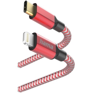 Cablu date HAMA Reflective 201562, USB-C - Lightning, 1.5m, rosu Cablu date HAMA Reflective 201562, USB-C - Lightning, 1.5m, rosu