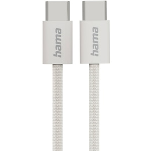 Cablu date HAMA Fabric 201728, USB-C - USB-C, 1m, bej Cablu date HAMA Fabric 201728, USB-C - USB-C, 1m, bej
