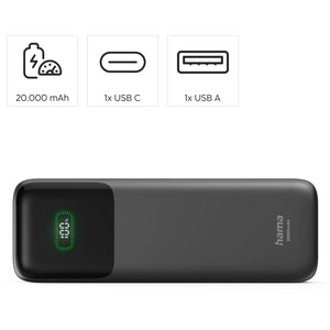Baterie externa HAMA Roll Up 20 201785, 20000 mAh, 1x USB-C, 1x USB-A, negru Baterie externa HAMA Roll Up 20 201785, 20000 mAh, 1x USB-C, 1x USB-A, negru