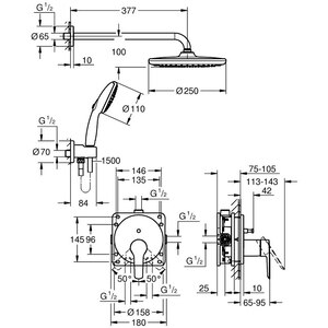 Sistem dus GROHE Start 25292000, 1/2'', incastrat, 1 functie, crom Sistem dus GROHE Start 25292000, 1/2'', incastrat, 1 functie, crom