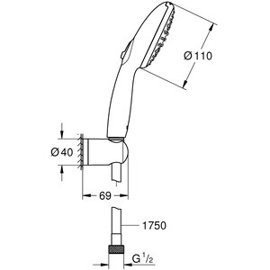 Set dus para GROHE Vitalio Start 110 279502431, 2 functii, negru Set dus para GROHE Vitalio Start 110 279502431, 2 functii, negru