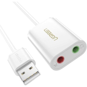 Placa de sunet USB UGREEN US205, 2 x Jack 3.5mm, alb Placa de sunet USB UGREEN US205, 2 x Jack 3.5mm, alb