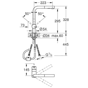 Baterie bucatarie GROHE Minta 30274000, dus extractibil, metal, argintiu Baterie bucatarie GROHE Minta 30274000, dus extractibil, metal, argintiu
