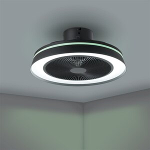 Plafoniera LED cu ventilator EGLO Vallonia, 3 x 8.5W, 1 x 6.5W, 3200 lm, IP20, negru-alb Plafoniera LED cu ventilator EGLO Vallonia, 3 x 8.5W, 1 x 6.5W, 3200 lm, IP20, negru-alb