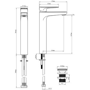 Baterie lavoar GOODHOME Cavally, inaltime 30.1 cm, alama, argintiu Baterie lavoar GOODHOME Cavally, inaltime 30.1 cm, alama, argintiu