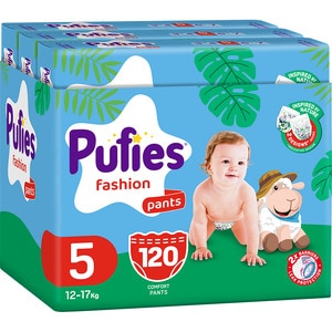 Scutece chilotel PUFIES Fashion&Nature Junior nr 5, Unisex, 12-17 kg, 120buc Scutece chilotel PUFIES Fashion&Nature Junior nr 5, Unisex, 12-17 kg, 120buc