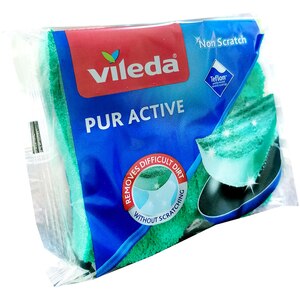 Burete de vase teflon VILEDA Pur Active, 2 bucati, turcoaz Burete de vase teflon VILEDA Pur Active, 2 bucati, turcoaz
