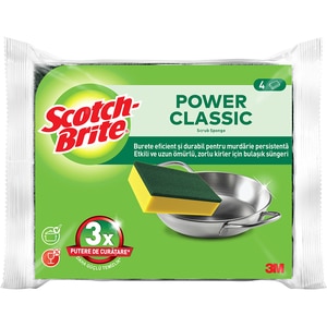 Burete de vase SCOTCH-BRITE MMBU9700, 4 bucati Burete de vase SCOTCH-BRITE MMBU9700, 4 bucati