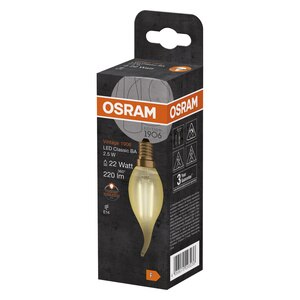 Bec LED decorativ, Osram, E14, 2.5W, 2400K, auriu Bec LED decorativ, Osram, E14, 2.5W, 2400K, auriu