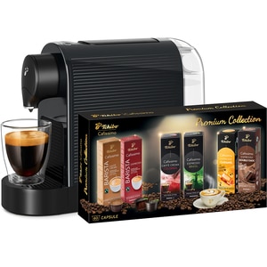 Pachet: Espressor capsule TCHIBO Cafissimo Pure Plus + 60 capsule Premium Collection, 0.8l, 1250W, 15 bar, negru Pachet: Espressor capsule TCHIBO Cafissimo Pure Plus + 60 capsule Premium Collection, 0.8l, 1250W, 15 bar, negru
