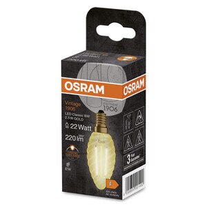 Bec Decorativ Rustic Led OSRAM, E14, 2.5W, 220lm, 2400K Bec Decorativ Rustic Led OSRAM, E14, 2.5W, 220lm, 2400K