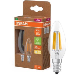 Set 2 becuri LED filament OSRAM, E14, 2.2W, 470lm, lumina calda Set 2 becuri LED filament OSRAM, E14, 2.2W, 470lm, lumina calda
