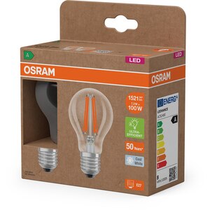 Set 2 becuri LED filament OSRAM, E27, 7.2W, 1521lm, lumina neutra Set 2 becuri LED filament OSRAM, E27, 7.2W, 1521lm, lumina neutra